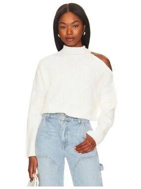 Sanctuary Cream Off-Shoulder Mock Neck Sweater / Medium